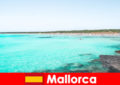 在西班牙马略卡岛游泳的大海湾和清澈的海水